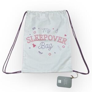 RGI Home, My Sleepover Bag, Girl’s White Drawstring Bag Pink & Purple NWT *FLAW*